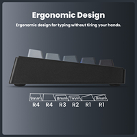 ZORNHER 65% ST68 Split Keyboard Black Ergonomic Wireless With Knob Hot Swappable Silent Gaming Keyboard for Win Mac