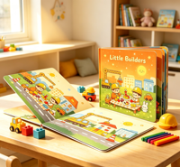 Servicio de Impresión Offset de Libros Infantiles Personalizados, Cartón Rígido, Encuadernación Perfecta, Tema de Construcción para Niños Pequeños, Aprendizaje Temprano