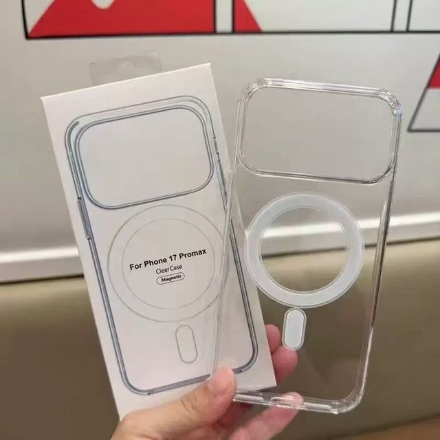Transparent Acrylic Magnetic Phone Case for Apple for iPhone 17 Pro Max 16 Pro 15 14-Simple Cross-Border Phone Grip Included