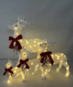 Navidad Xmas indoor Christmas deer toy ornaments led lighted reindeer Christmas lights decorations with battery working