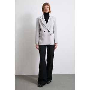 Blazer Clásico para Mujer, Gris, Viscosa y Poliéster, Cierre Doble con Botones - Product Image 6