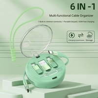 Câble rétractable 6-en-1 à charge rapide PD 60W avec boîte de rangement numérique multifonctionnelle à 4 vitesses réglables