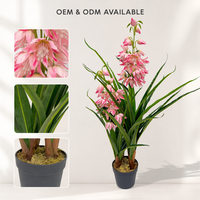 Tanaman Fuchsia Buatan Modern 90cm 3Ft Tinggi Bunga Kain Premium Daun PEVA Ramah Lingkungan Pohon Pot Dekorasi Rumah Kantor