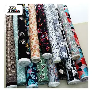 China hot selling ready stocks lot rayon woven printed fabric floral printed 100% viscose printing with cheap price