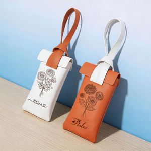 Estuche de Almacenamiento para Gafas de Cuero PU Clásico, con Grabado Personalizado de Flores de Nacimiento, a Prueba de Polvo, Ligero y Portátil para Viajes - Product Image 3