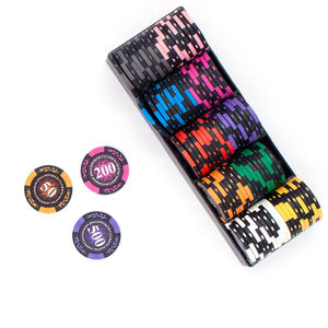 Bộ bài <span class=keywords><strong>Poker</strong></span> gốm sứ 14g tùy chỉnh bán buôn với hộp đựng, chip casino trơn và khay đựng, chip bài giải trí - Product Image 3