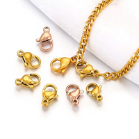 Fermoir de homard en acier inoxydable plaqué or PVD de 9 à 15mm pour collier, bracelet, bijoux, accessoires de fabrication de connecteurs