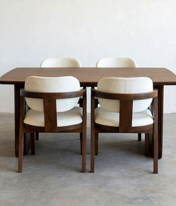 Juego de Mesa de Comedor Rectangular de Madera de Teca Moderna con Sillas Tapizadas, Diseño de Respaldo Sólido, Requiere Ensamblaje, Muebles para Comedor - Product Image 2