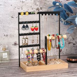 Multifunctional Detachable Wooden Bottom Jewelry Rack Earrings <b>Necklaces</b> <b>Rings</b> Bracelets Watches Women's Accessory Storage Brand - Product Image 5