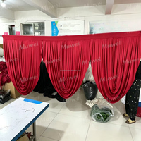 Muwei - Cortina de 3 paneles con diseño de ondas, cortina de seda de leche prearrugada para decoración de arcos de boda, techos y escenarios