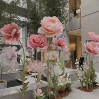 E287 Groothandel Grote Grote Gigantische Zijden Papaver Rose Lotusstandaard Set Echte Aanraking Kunstmatige Staande Gigantische Bloem Voor Bruiloftsevenement