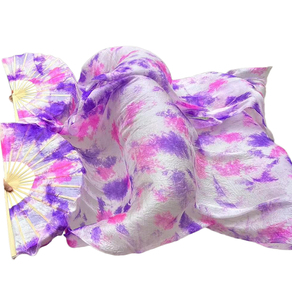 Éventails <span class=keywords><strong>de</strong></span> danse du <span class=keywords><strong>ventre</strong></span> en soie lisse et bambou, colorés, tie-dye, 180*90cm, pour performance, unisexe adulte - Product Image 3
