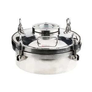 Hygienic food grade SS 304 316L stainless steel Sight Glass pressure tanks sanitary outward round manway manhole