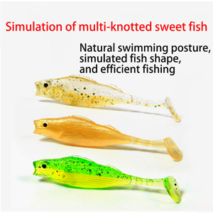 Appât souple bionique Petit poisson parfumé Groupe de pêche Texas Pêche en mer Poisson mandarin Perche Bouche retournée Simulation multi-sections - Product Image 2