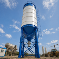 Silo à ciment pour centrale à béton, silo de stockage en acier soudé avec convoyeur à vis et dépoussiéreur