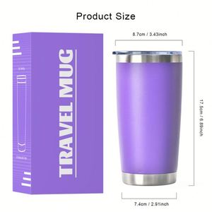 Gobelet isotherme personnalisé de 20 oz à double paroi en acier inoxydable, tasse à café et à eau isolée sous vide, gobelets de voyage pour voiture de 20 oz avec couvercle - Product Image 4