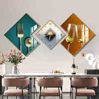 Pintura Decorativa Moderna para Restaurante, Reloj Creativo, Mural de Copa de Vino, Reloj de Pared para Sala de Estar, Pintura Colgante