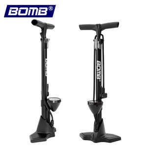 Pompe à pied pour vélo en acier BOMB 160 PSI avec valves Presta/Schrader et manomètre - Product Image 1