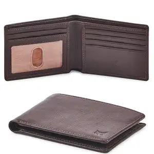 Real Leather Mens Bifold Wallet RFID Blocking Slim Minimalist Front Pocket Thin-tylish with ID Window