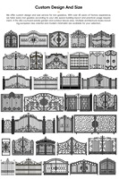 YOUFINE Puerta Doble de Hierro Forjado Negro Ornamental Personalizada para Villa de Lujo, Propiedad Residencial, Decorativa