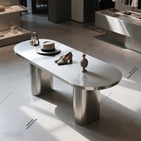 Table de présentation commerciale personnalisable en acier inoxydable, design Hyundai, pour magasin de vêtements, bijouterie, usage de bureau