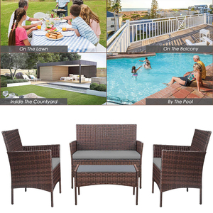 <span class=keywords><strong>Set</strong></span> di Arredamento <span class=keywords><strong>da</strong></span> <span class=keywords><strong>Esterno</strong></span> 4 Pezzi in Rattan PE con Tavolo <span class=keywords><strong>da</strong></span> <span class=keywords><strong>Pranzo</strong></span> <span class=keywords><strong>da</strong></span> Giardino Divano e Sedie per Spiaggia - Product Image 5