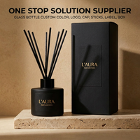 Bouteille diffuseur à roseaux en verre givré noir mat de luxe vide 100ml 120ml 3.4oz 4oz avec logo personnalisé, bouchon et boîte cadeau