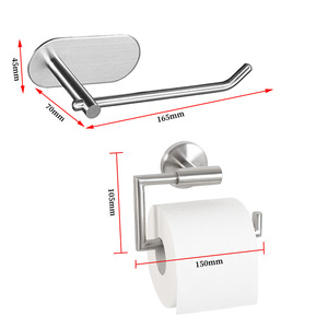Porte-papier toilette mural Saint Ruijia en acier inoxydable 304, ovale argenté, sans perçage, longueur 165 mm - Product Image 1