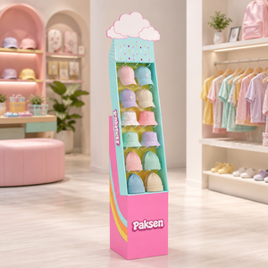 Paksen Vertical Tiered Display Rack With <b>Hooks</b> For Hats And Headwear Retail Stand Freestanding Lightweight Plastic <b>Shelf</b> - Product Image 1