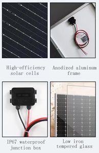 Pannello Solare Monocristallino Durevole 30W 100W Max 22% Alta Efficienza per Accessori di Illuminazione Sistema di Energia Solare - Product Image 4
