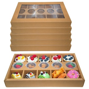 Boîte en papier personnalisée avec fenêtre, emballages alimentaires à emporter, boîtes pour le thé de l'après-midi avec sauce, gâteau au chocolat, boîte à frites avec logo - Product Image 1