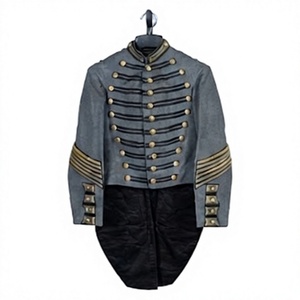 Manteau d'uniforme vintage pour homme en laine, reproduction, gris, double boutonnage, pour cérémonie et extérieur - Product Image 1