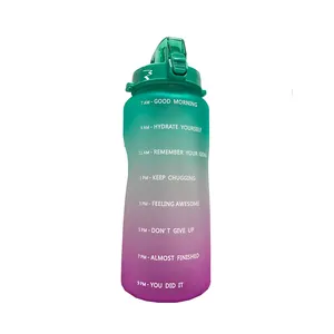 Water Bottles Gym Jug Big Capacity Plastic Motivational Half Gallon/2.2l /one Gallon/1 Gallon Water Bottles With Custom Logo