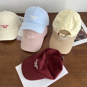 Embroidered <b>Bow</b> Baseball Cap Cotton Yarn Spring Summer Unisex Shade Hat - Product Image 2