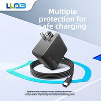 Adaptateur secteur PD 100W GaN ignifuge, câble de charge haute puissance, chargeur universel pour tablette, entrée 110-240V, 2 ports Type-C compatibles avec plusieurs appareils