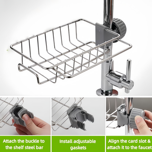 Organizzatore Multifunzionale per Lavello, Portaoggetti Regolabile per Rubinetto e Tubi di <span class=keywords><strong>Scarico</strong></span>, <span class=keywords><strong>Salvaspazio</strong></span> per Mobiletti da Cucina - Product Image 6