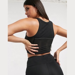 Las women quick dry <span class=keywords><strong>gym</strong></span> sleeveless short cultivation Active cropped tank top in black - Product Image 2