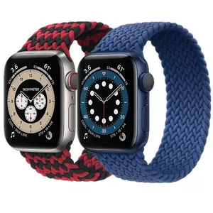 Groothandel grijs riem-Gevlochten Solo Loop Voor Apple Horloge Band 44Mm 40Mm 38Mm 42Mm Stof Nylon Elastische Riem Armband voor Iwatch Serie 3 4 5 Se 6 Band