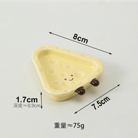 Ornement de bureau créatif en céramique en forme de fromage, peint à la main sous glaçure, petite assiette amusante en céramique pour la table à manger