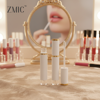 Tubes de brillant à lèvres de 4,5 ml avec logo personnalisé, contenants de brillant à lèvres blanc et or, flacons de rouge à lèvres liquide de luxe transparents en gros