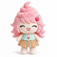 Peluche personnagre de dessin animé mignon en forme de crème glacée, jouet doux personnalisé, fourniture en gros OEM, cadeau promotionnel pour enfants, en polyester