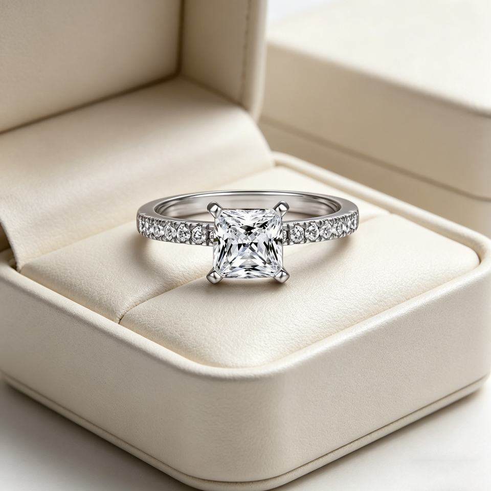 Geometric Inlay Ring Unique Stylish Geometric Shape Micro Inlay Zircon 925 Sterling Silver ...