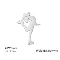Collier pour femme, tendance, avec pendentif patineuse en acier inoxydable plaqué argent, accessoire de bijouterie sportive