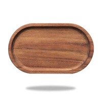 Plateau de service décoratif ovale en bois d'acacia, hêtre et noyer pour café, thé, fruits, aliments et desserts – Offre Spéciale