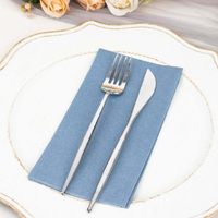 Serviettes en papier Airlaid bleues effet lin imprimées avec logo personnalisé, 1 pli, poids lourd, jetables, pliage 8 volets, luxe hôtelier