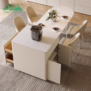 <span class=keywords><strong>Table</strong></span> de salle à manger combinée avec îlot de <span class=keywords><strong>cuisine</strong></span> extensible Wayon, moderne, en pierre frittée, <span class=keywords><strong>table</strong></span> à manger intégrée avec design en arc <span class=keywords><strong>pour</strong></span> les petits espaces - Product Image 3
