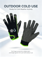 Gants HAIYI personnalisés imperméables avec protection UV, à doigts entiers, sangle de poignet réglable, paume en cuir PU antidérapante, doublure polaire et boucle
