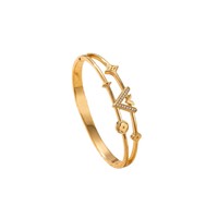 Bracelet jonc tendance en cuivre micro-pavé CZ avec lettre B pour femme - Bijou de mode élégant, minimaliste et de luxe léger