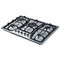 Table de cuisson à gaz encastrable 5 brûleurs en acier inoxydable avec allumage électrique automatique pour usage commercial et hôtelier, fabriquée en Chine