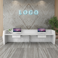 Pierre acrylique blanche spa salon de beauté réception bureau hôtel réception comptoir avec lumière led pour taille personnalisée